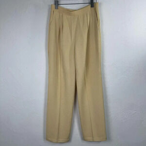 St John Pullon Pleated Pants Pants‎ Womens 12 Yellow Sweater Knit Straight
